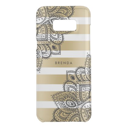 Tribal Black Mandala On Gold &amp; White Stripes Uncommon Samsung Galaxy S8+ Case