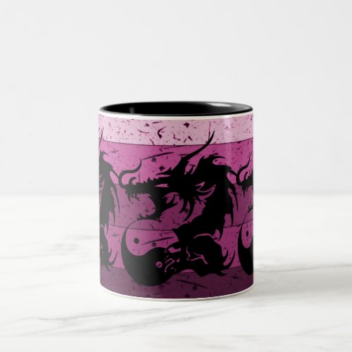 Tribal Black Pink Dragon Tattoo  Two_Tone Coffee Mug