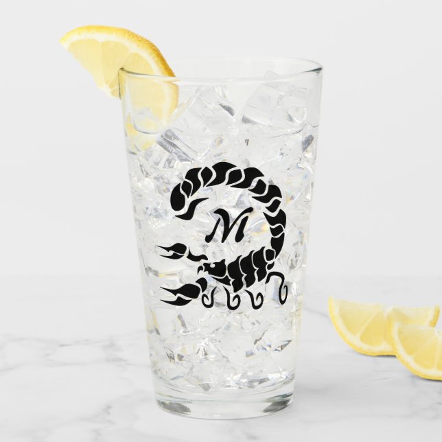 Tribal Black Scorpion Monogram Glass (Front Ice)