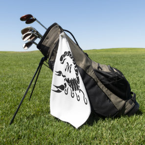 Tribal Black Scorpion Monogram Golf Towel