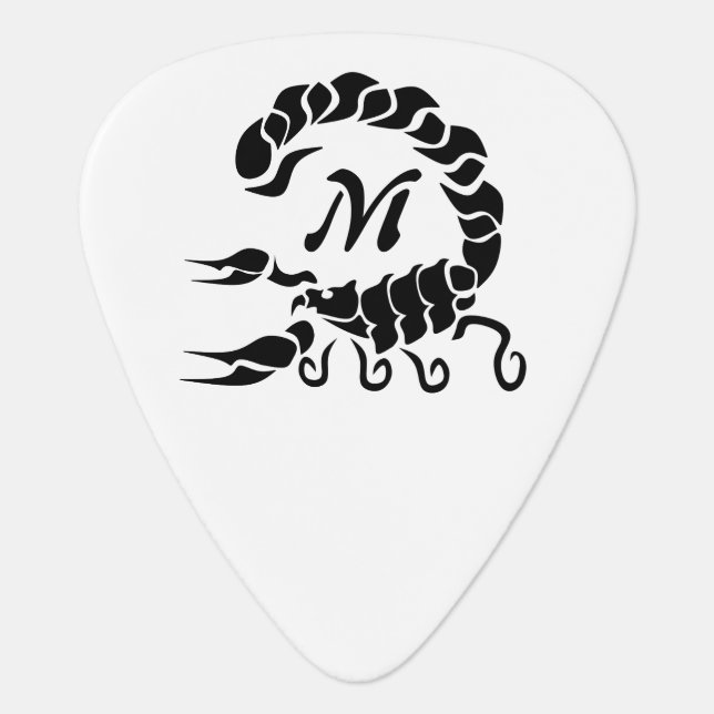 Tribal Black Scorpion Monogram Guitar Pick (Front)