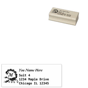 Tribal Black Scorpion Monogram Return Rubber Stamp