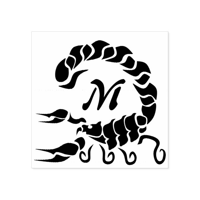 Tribal Black Scorpion Monogram Rubber Stamp (Imprint)
