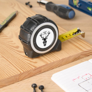 Tribal Black Stag Silhouette Monogram Tape Measure