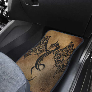 Tribal Black Stone Fantasy Dragon Car Floor Mat