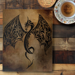 Tribal Black Stone Fantasy Dragon Jigsaw Puzzle