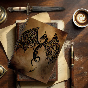 Tribal Black Stone Fantasy Dragon Notebook