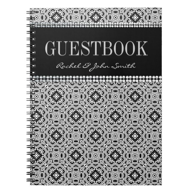 Tribal Black White design Guestbook Notebook (Front)