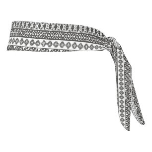 Tribal Black White Ethnic Geometric Tie Headband