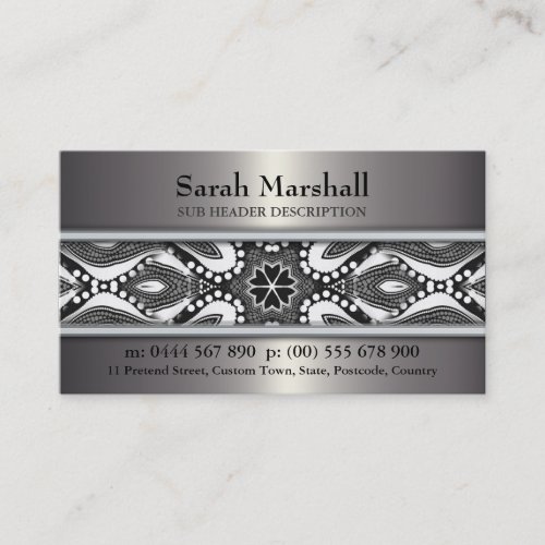 Tribal Black+White &amp; Metallic w/ Logo Business Car Business Card Templates