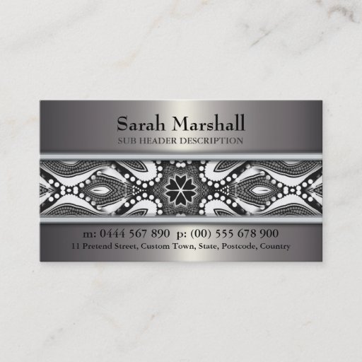 Customizable Tribal Black+White &amp; Metallic w/ Logo Business Car Business Card Templates