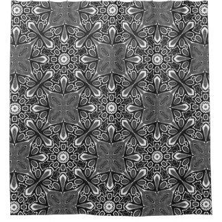 Tribal Black+White Pattern Shower Curtain