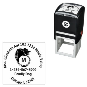 Tribal Black Wolf Ring Return Address Self-inking Stamp