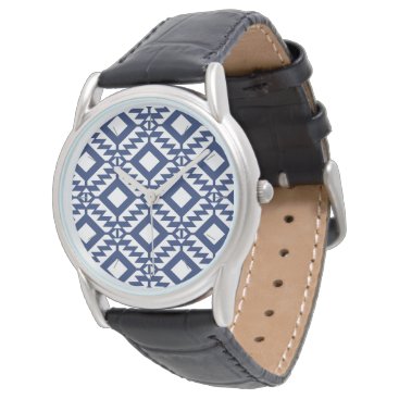 Tribal blue and white geometric wrist watch Tribal blue and white geometric wrist watch