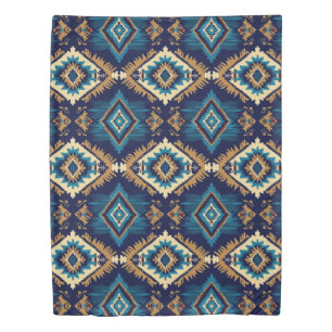 Tribal Blue Aztec Knitted Geometric Print Duvet Cover