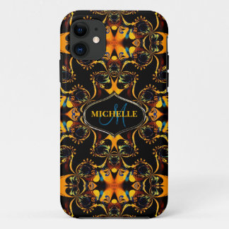 Tribal Blue Batik Custom Name iPhone Case-Mate 11 Case