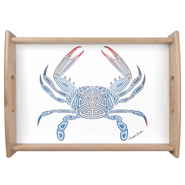 Tribal Blue Crab Serving Tray (Front)