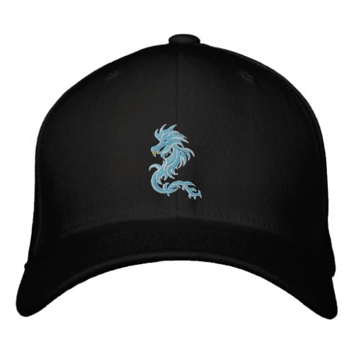 tribal blue dragon embroidered baseball cap