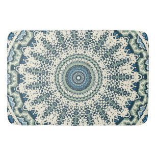 Tribal Blue Green Mandala Bath Mat