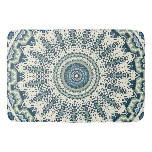 Tribal Blue Green Mandala Bath Mat