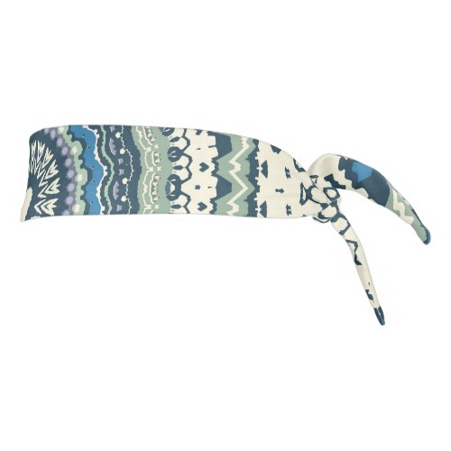 Tribal Blue Green Mandala Tie Headband