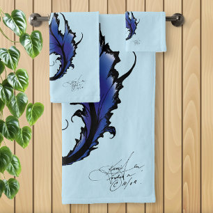 Tribal Blue Mermaid Elegant Fantasy Siren Bath Towel Set