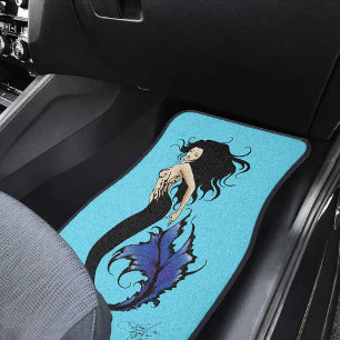 Tribal Blue Mermaid Elegant Fantasy Siren Car Floor Mat