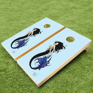 Tribal Blue Mermaid Elegant Fantasy Siren Cornhole Set