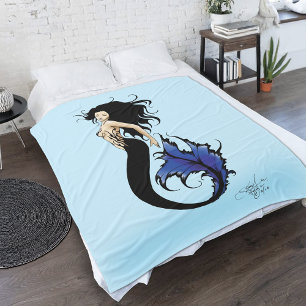 Tribal Blue Mermaid Elegant Fantasy Siren Fleece Blanket