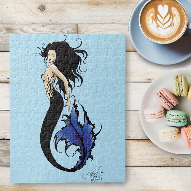 Tribal Blue Mermaid Elegant Fantasy Siren Jigsaw Puzzle (Creator Uploaded)