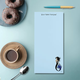 Tribal Blue Mermaid Elegant Fantasy Siren Magnetic Notepad