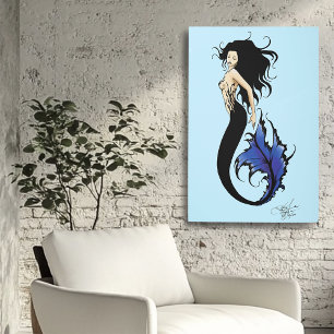 Tribal Blue Mermaid Elegant Fantasy Siren Metal Print