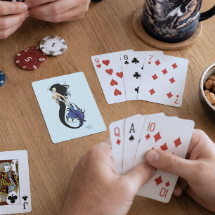 Tribal Blue Mermaid Elegant Fantasy Siren Poker Cards