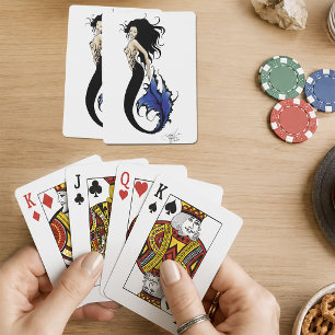 Tribal Blue Mermaid Elegant Fantasy Siren Poker Cards