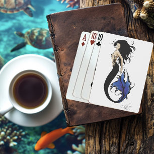 Tribal Blue Mermaid Elegant Fantasy Siren Poker Cards