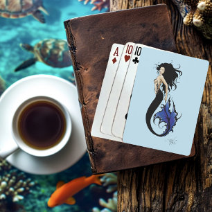 Tribal Blue Mermaid Elegant Fantasy Siren Poker Cards