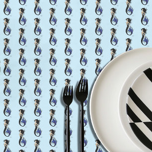 Tribal Blue Mermaid Elegant Fantasy Siren Tablecloth