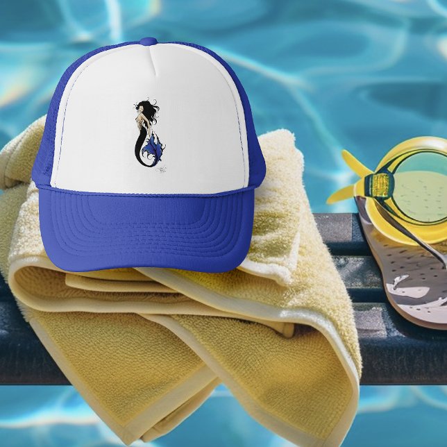 Tribal Blue Mermaid Elegant Fantasy Siren Trucker Hat (Creator Uploaded)