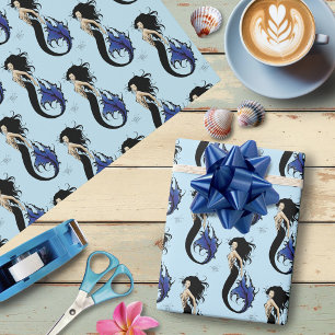 Tribal Blue Mermaid Elegant Fantasy Siren Wrapping Paper