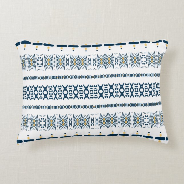 Tribal Blue White Mudcloth   Accent Pillow (Front)