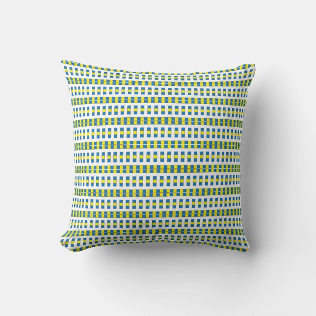 Tribal blue, yellow, and white Geometric pattern Throw Pillow (Front)