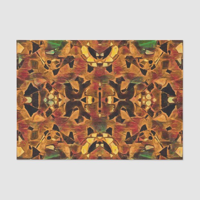 Tribal Bohemian Brown Green Red Mosaic Tissue Paper (Front)