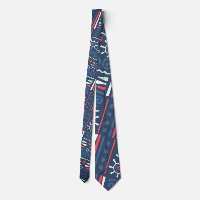Tribal Bohemian Drawings Elegant Colourful Pattern Neck Tie (Back)