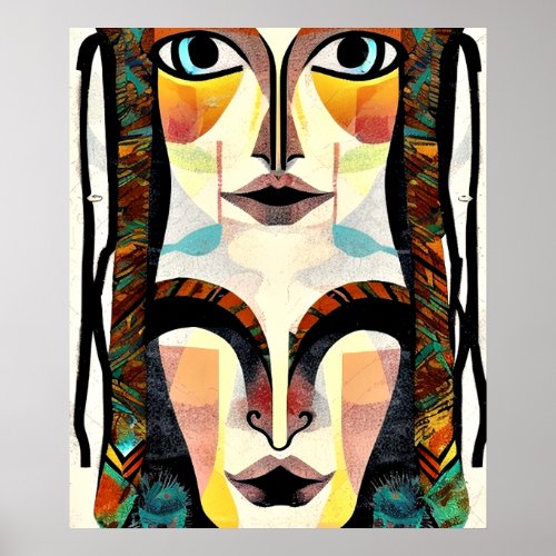 Tribal boho abstract art poster