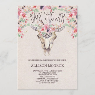 Tribal Boho and Floral Baby Shower Invitation