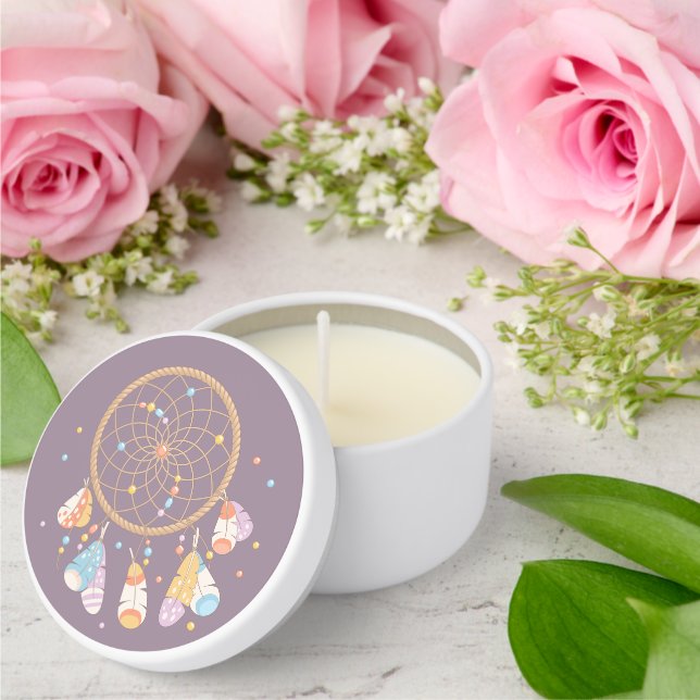 Tribal Boho Baby Dreamcatcher On Purple Mini Candle Favors (Insitu (Wedding))