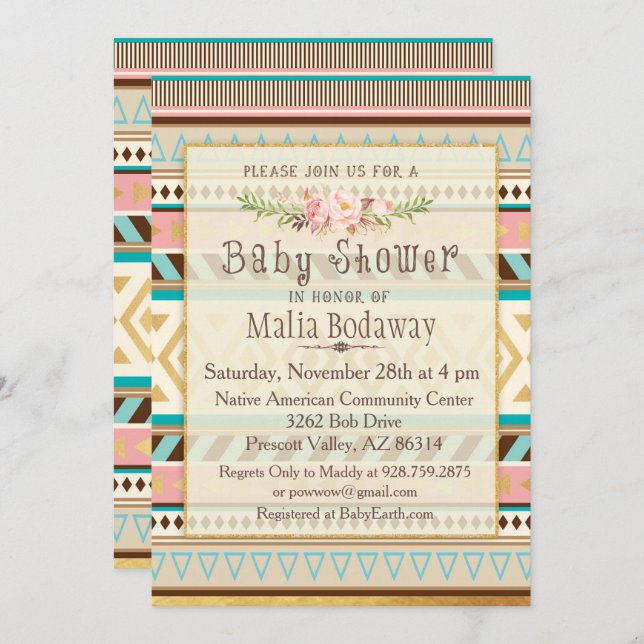 Tribal Boho Baby Shower Invitation (Front/Back)
