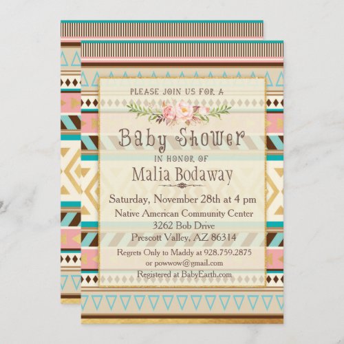 Tribal Boho Baby Shower Invitation