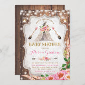 Tribal Boho Baby Shower Invitation Floral Teepee (Front/Back)