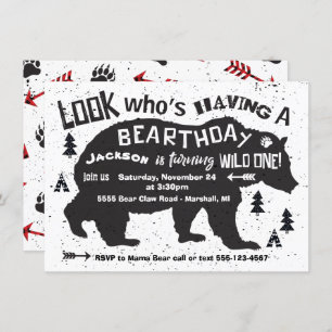 Tribal Boho Bear Birthday Invitation Wild One!
